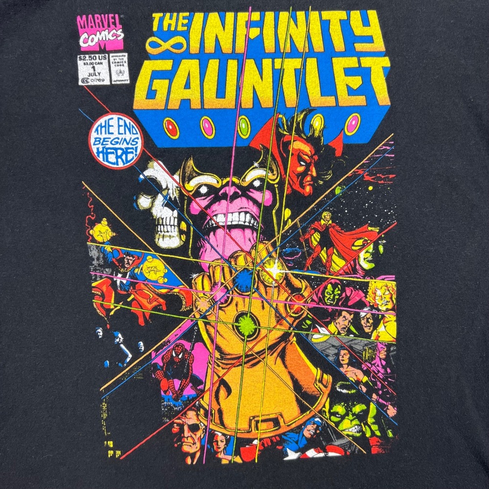 Marvel Comics The Infinity Gauntlet Thanos Graphic T-Shirt Black Crew Neck